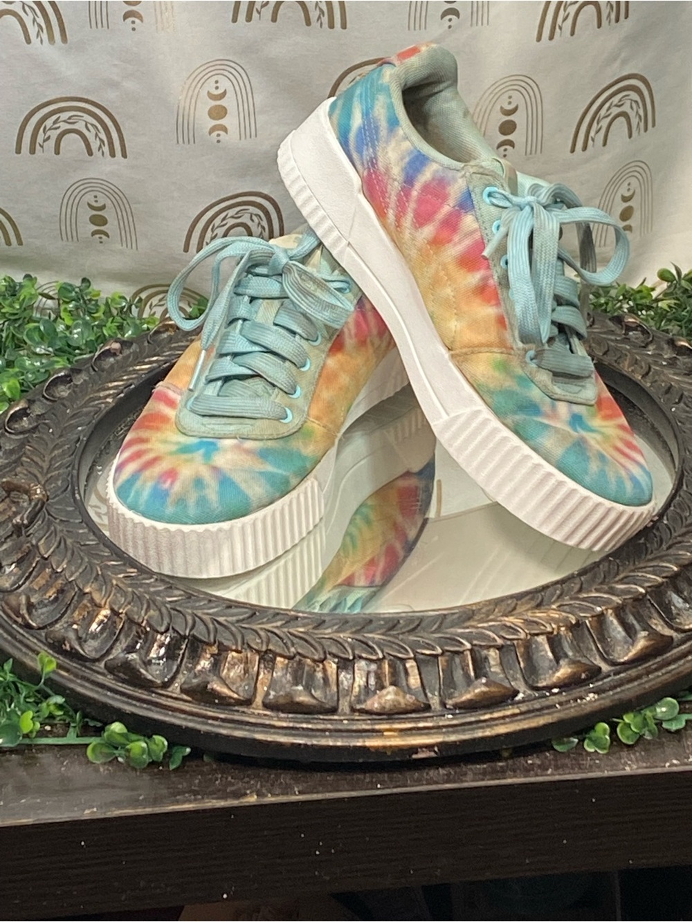 Puma Tie-Dye Platform Sneakers - Blue, Pink, Yellow